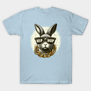 Hip Hop Easter Bunny Wearing Sunglasses and Gold Chain T-Shirt